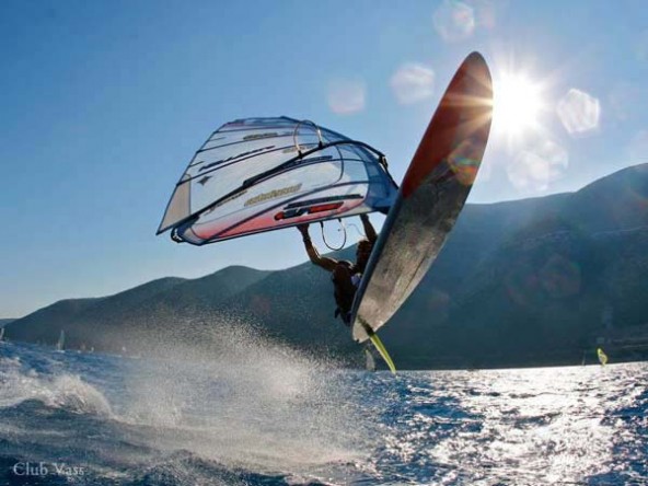 windsurfing at club vass in vassiliki