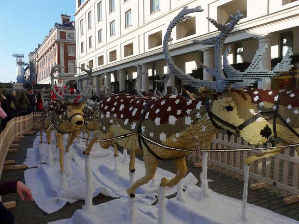 LEGO Santa Claus and his reindeers in London